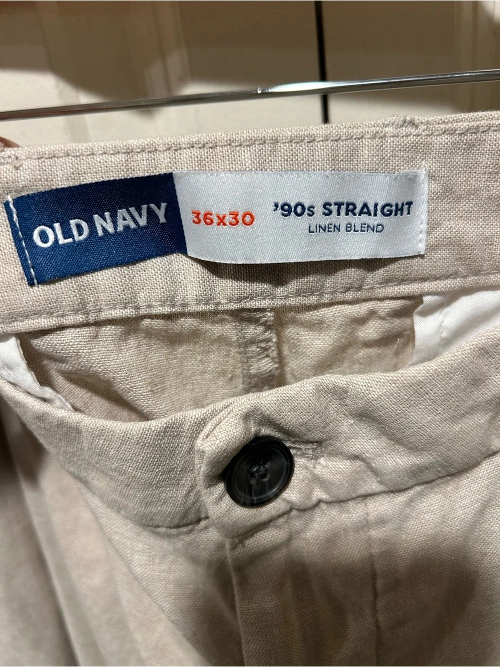 NWT Old Navy Linen Blend The 90’s Straight Fit Leg Pants Beige , size 36/30